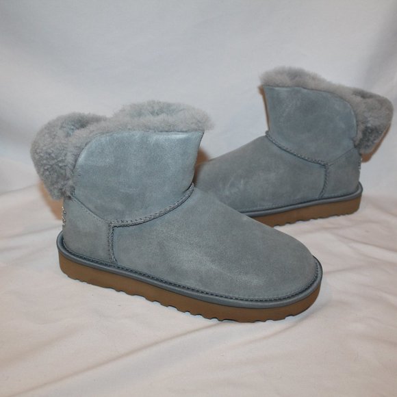 UGG MINI BLING SWAROVSKI CRYSTAL SUEDE BOOTS GRAY - Picture 3 of 11